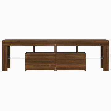 TV Cabinet with LED Lights Brown Oak 140x36.5x40 cm