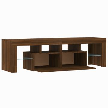 TV Cabinet with LED Lights Brown Oak 140x36.5x40 cm