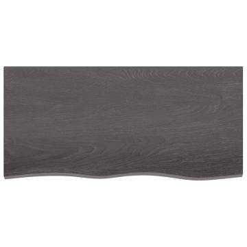 Table Top Dark Brown 100x50x(2-6) cm Treated Solid Wood Oak