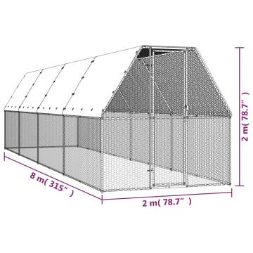 Outdoor Chicken Cage 2x8x2 m Galvanised Steel