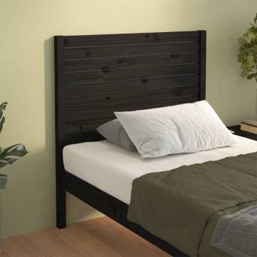 Bed Headboard Black 81x4x100 cm Solid Wood Pine