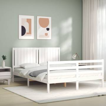 Bed Frame with Headboard White 160x200 cm Solid Wood