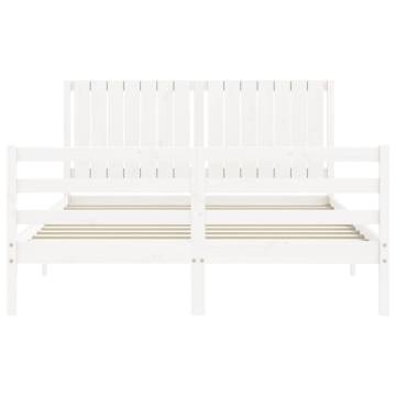 Bed Frame with Headboard White 160x200 cm Solid Wood