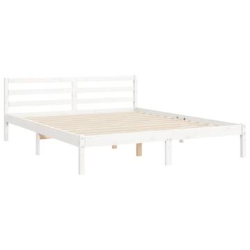 Bed Frame with Headboard White 160x200 cm Solid Wood