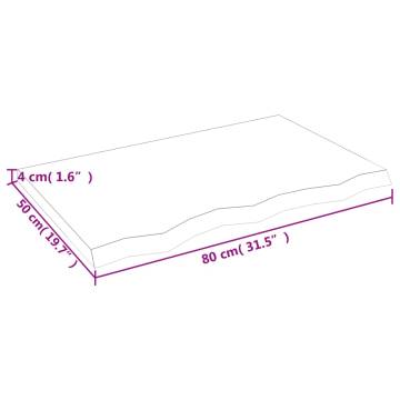 Bathroom Countertop 80x50x(2-4) cm Untreated Solid Wood