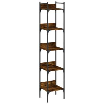 Bookshelf 5-Tier Smoked Oak 35x30x174 cm Engineered Wood