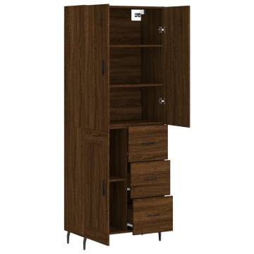 Highboard Brown Oak 69.5x34x180 cm Engineered Wood