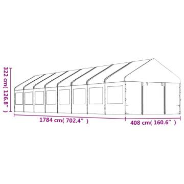 Gazebo with Roof White 17.84x4.08x3.22 m Polyethylene