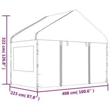 Gazebo with Roof White 17.84x4.08x3.22 m Polyethylene