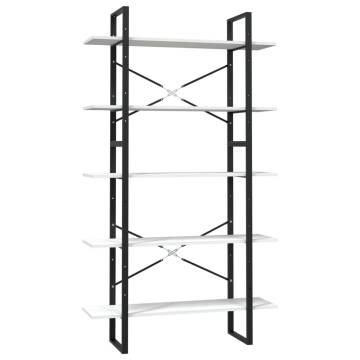 5-Tier Book Cabinet White 100x30x175 cm Pinewood