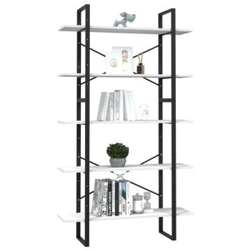 5-Tier Book Cabinet White 100x30x175 cm Pinewood