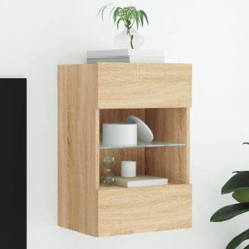 TV Wall Cabinet with LED Lights Sonoma Oak 40x30x60.5 cm