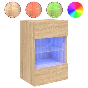 TV Wall Cabinet with LED Lights Sonoma Oak 40x30x60.5 cm