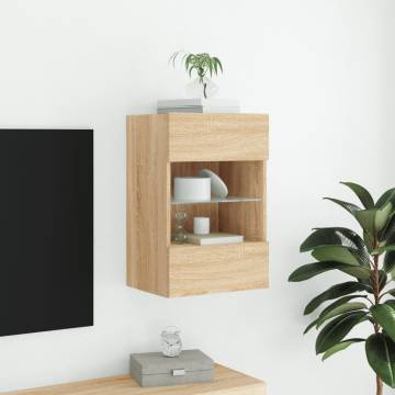 TV Wall Cabinet with LED Lights Sonoma Oak 40x30x60.5 cm