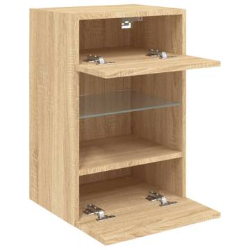 TV Wall Cabinet with LED Lights Sonoma Oak 40x30x60.5 cm