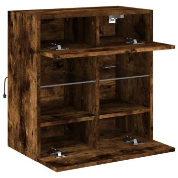 TV Wall Cabinet with LED Lights Smoked Oak 58.5x30x60.5 cm