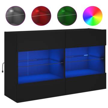 TV Wall Cabinet with LED Lights Black 98.5x30x60.5 cm