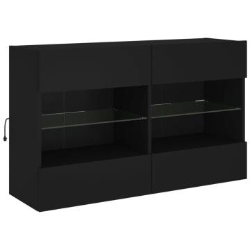 TV Wall Cabinet with LED Lights Black 98.5x30x60.5 cm