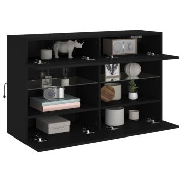 TV Wall Cabinet with LED Lights Black 98.5x30x60.5 cm