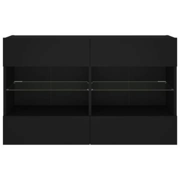 TV Wall Cabinet with LED Lights Black 98.5x30x60.5 cm