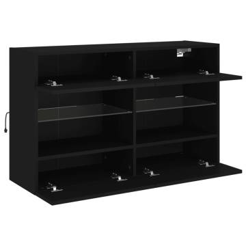 TV Wall Cabinet with LED Lights Black 98.5x30x60.5 cm