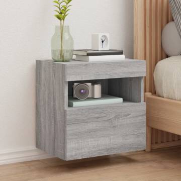 TV Wall Cabinet with LED Lights Grey Sonoma 40x30x40 cm