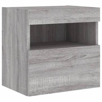 TV Wall Cabinet with LED Lights Grey Sonoma 40x30x40 cm