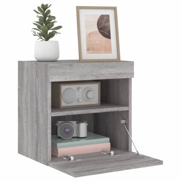 TV Wall Cabinet with LED Lights Grey Sonoma 40x30x40 cm