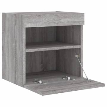 TV Wall Cabinet with LED Lights Grey Sonoma 40x30x40 cm