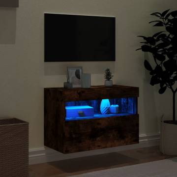 TV Wall Cabinet with LED Lights Smoked Oak 60x30x40 cm