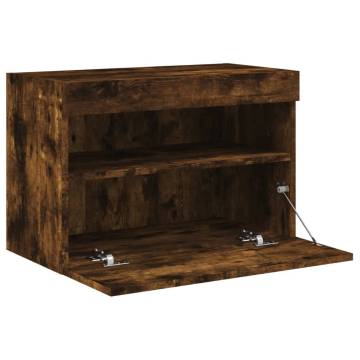 TV Wall Cabinet with LED Lights Smoked Oak 60x30x40 cm