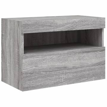 TV Wall Cabinet with LED Lights Grey Sonoma 60x30x40 cm