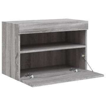 TV Wall Cabinet with LED Lights Grey Sonoma 60x30x40 cm