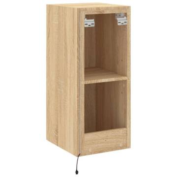 TV Wall Cabinet with LED Lights Sonoma Oak 30.5x35x70 cm