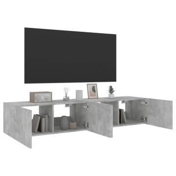 TV Wall Cabinets with LED Lights 2 pcs Concrete Grey 80x35x31 cm