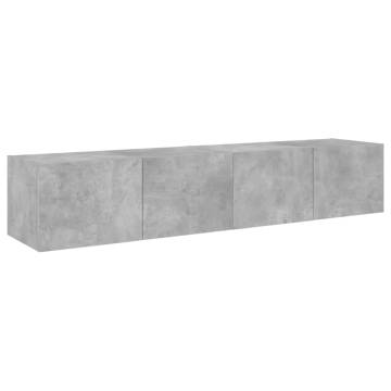 TV Wall Cabinets with LED Lights 2 pcs Concrete Grey 80x35x31 cm