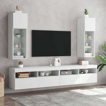 TV Cabinets with LED Lights 2 pcs White 30.5x30x90 cm