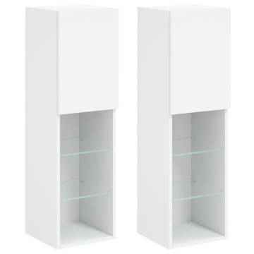 TV Cabinets with LED Lights 2 pcs White 30.5x30x102 cm