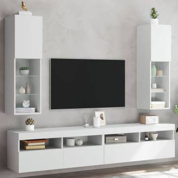 TV Cabinets with LED Lights 2 pcs White 30.5x30x102 cm