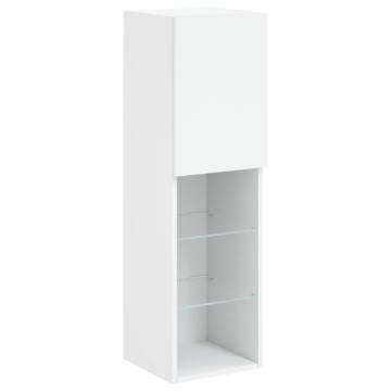 TV Cabinets with LED Lights 2 pcs White 30.5x30x102 cm