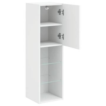 TV Cabinets with LED Lights 2 pcs White 30.5x30x102 cm