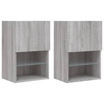 TV Cabinets with LED Lights 2 pcs Grey Sonoma 40.5x30x60 cm