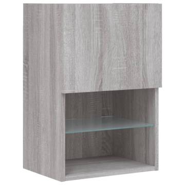 TV Cabinets with LED Lights 2 pcs Grey Sonoma 40.5x30x60 cm