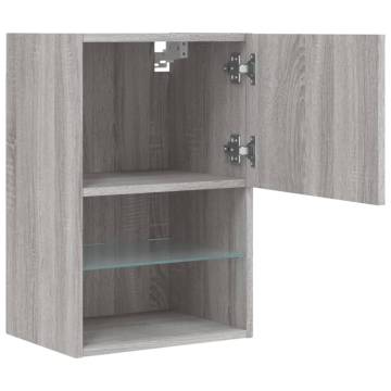 TV Cabinets with LED Lights 2 pcs Grey Sonoma 40.5x30x60 cm