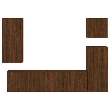 5 Piece TV Wall Units Brown Oak Engineered Wood