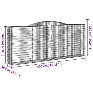 Arched Gabion Baskets 8 pcs 400x50x160/180 cm Galvanised Iron