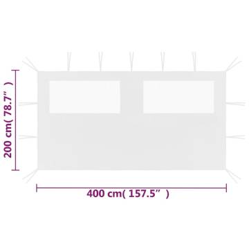 Gazebo Sidewall with Windows 4x2 m White