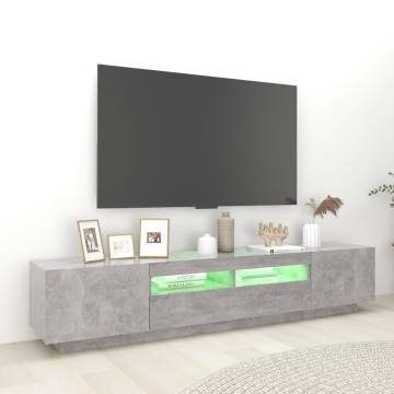 TV Cabinet with LED Lights Concrete Grey 200x35x40 cm