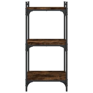 Bookcase 3-Tier Smoked Oak 40x30x86 cm Engineered Wood