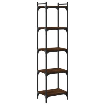 Bookcase 5-Tier Brown Oak 40x30x154 cm Engineered Wood